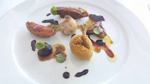Il Faro di Capo d'Orso, piccione in due cotture, scaloppa di foie-gras e jus di rapa rossa